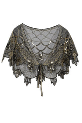 1920s Gold Flower Sequin Women Cape