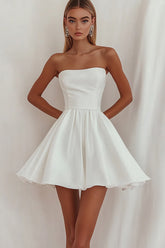 A-Line Straight Satin Short Graduation Dress