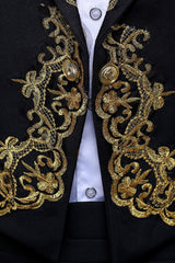 2 Piece Black One Button Peak Lapel Men's Suits