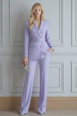 2 Piece Lilac Notched Lapel Double Breasted Slim Fit Prom Suits