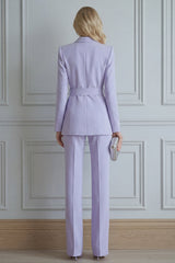 2 Piece Lilac Notched Lapel Double Breasted Slim Fit Prom Suits