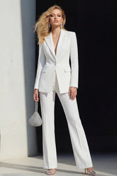 2 Piece Peak Lapel Single Breasted White Slim Fit Prom Suits