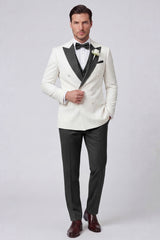 3 Piece Black Double Breasted Peak Lapel Men's Prom Suits