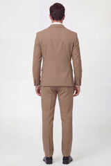 2 Piece Brown One Button Notch Lapel Men's Suits