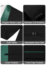 3 Piece Shawl Lapel Dark Green One Button Men's Prom Suits