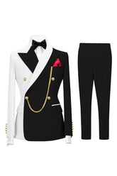 2 Piece Peak Lapel Black Double Breasted Men's Prom Suits