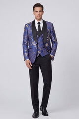 3 Piece Blue Shawl Lapel One Button Men's Wedding Suits