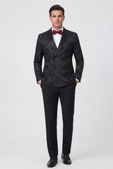 2 Piece Shawl Lapel Black Double Breasted Men's Wedding Suits