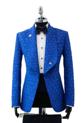 2 Piece Shawl Lapel Black One Button Men's Prom Suits with Beading