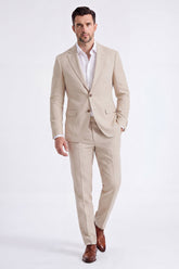 2 Piece Beige Single Breasted Peak Lapel Men's Suits