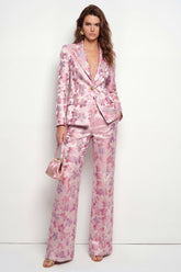 2 Piece Pink Fuchsia Flower Peak Lapel One Button Women Suits
