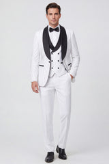 3 Piece Black Shawl Lapel One Button Men's Prom Suits with Beading