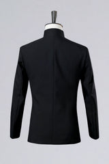 2 Piece Black Single Breasted Men's Prom Suits with Embroidery