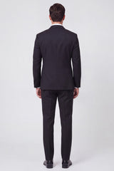 2 Piece Black Peak Lapel One Button Appliqued Men's Prom Suits with Beading