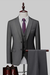 2 Piece Notch Lapel Dark Grey Single Breasted Men's Prom Suits