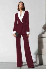 2 Piece Black Flare Leg Shawl Lapel Business Suits