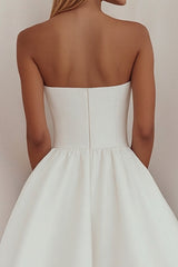 A-Line Straight Satin Short Graduation Dress