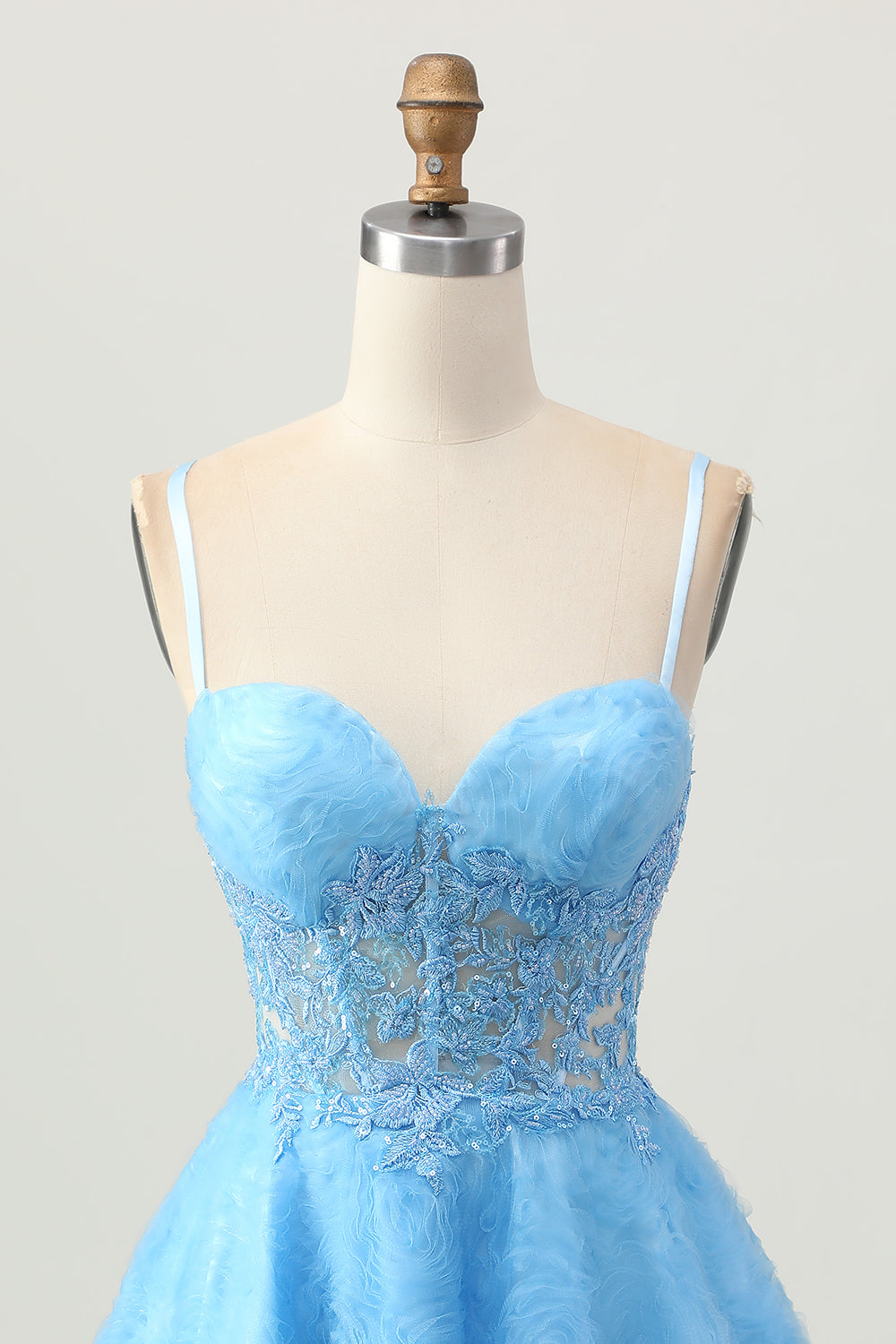 A Line Blue Short Corset Short Homecoming Dress with Lace Up Back