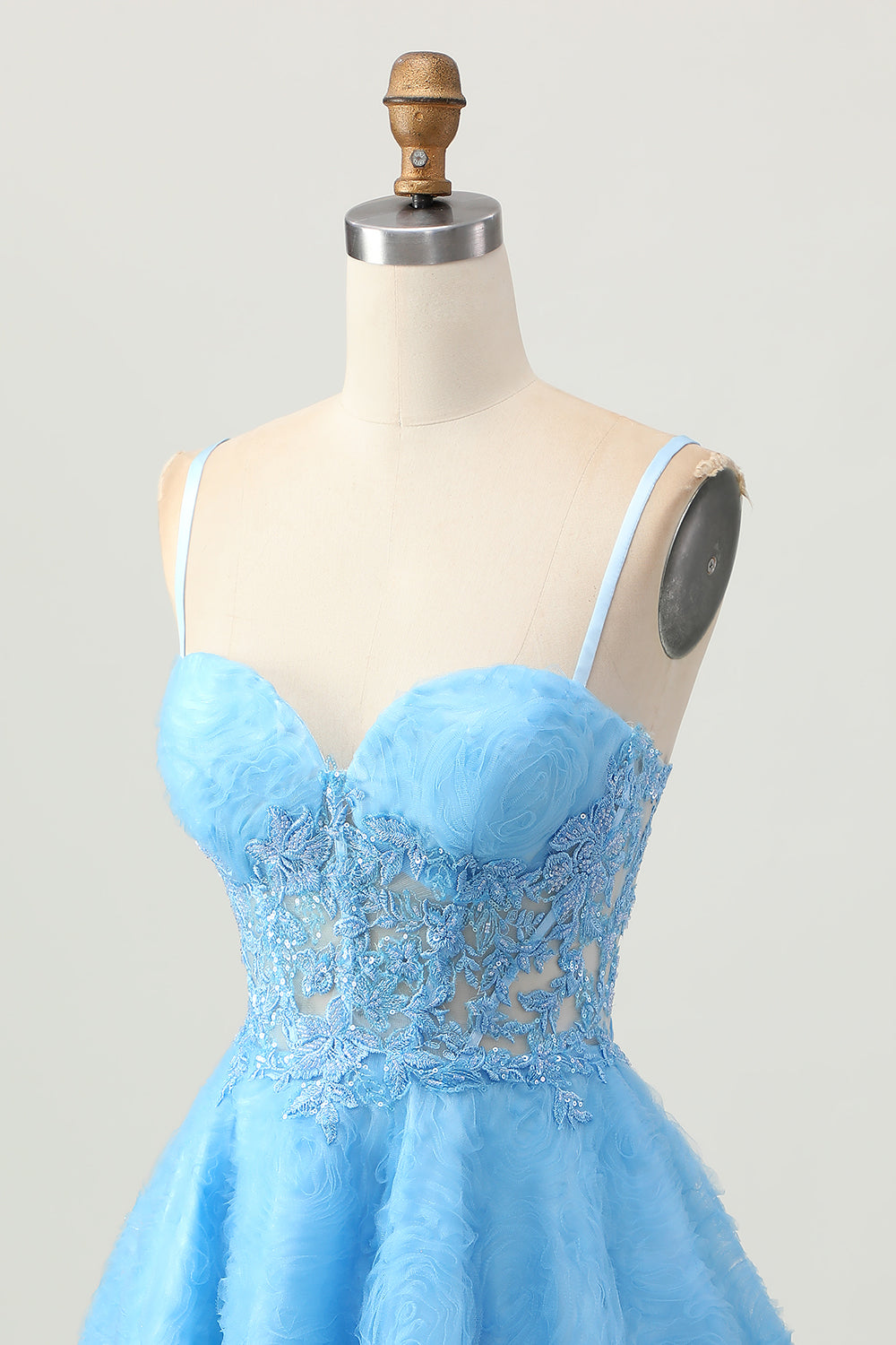 A Line Blue Short Corset Short Homecoming Dress with Lace Up Back