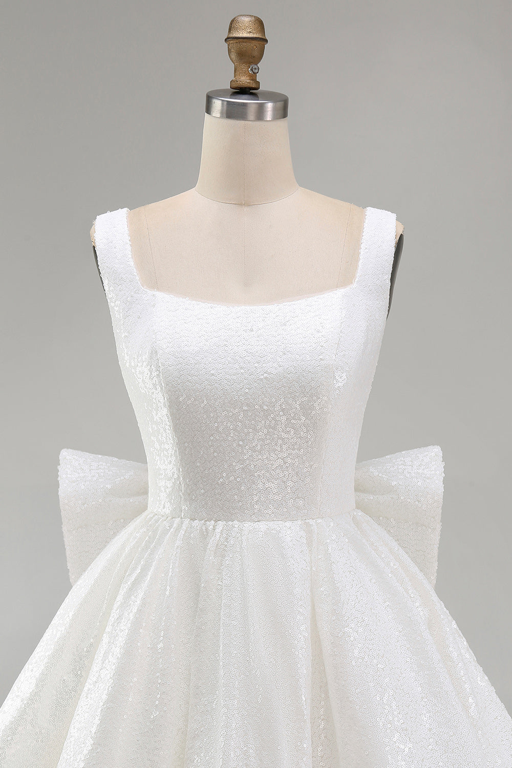 A Line Square Neck Sequins Short Homecoming Dress with Back Giant Bow