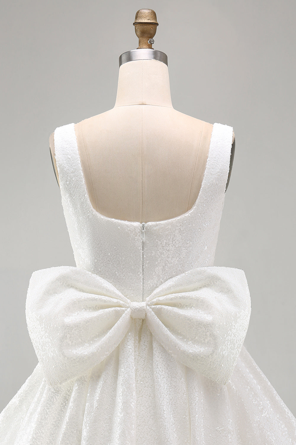 A Line Square Neck Sequins Short Homecoming Dress with Back Giant Bow