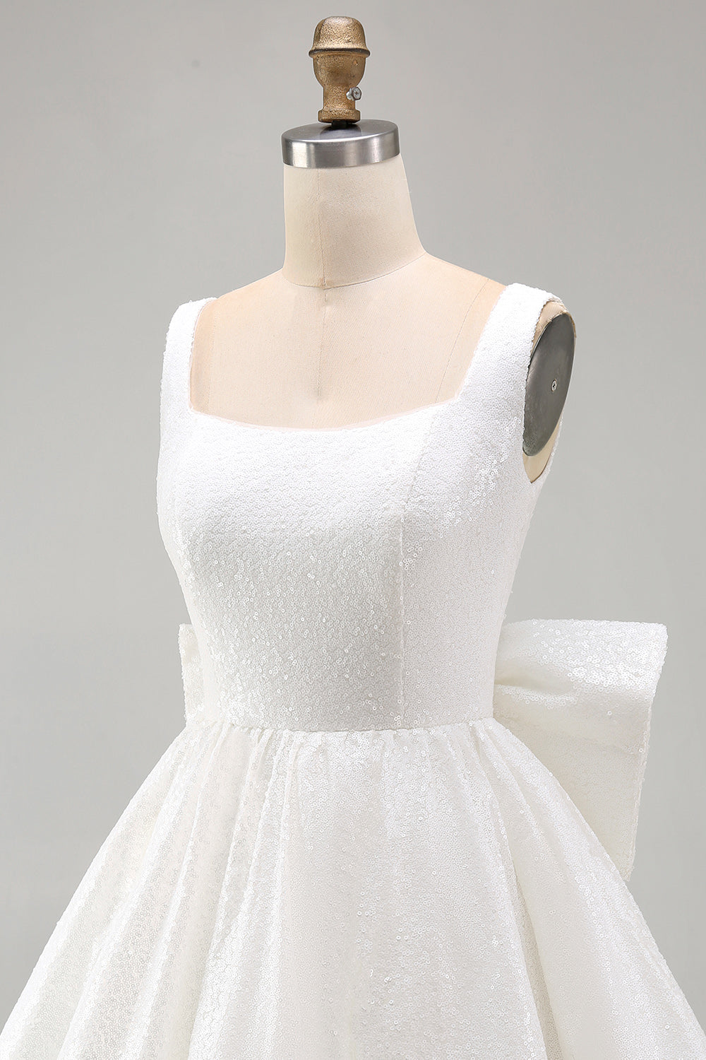 A Line Square Neck Sequins Short Homecoming Dress with Back Giant Bow