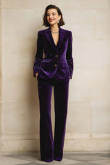 2 Piece Plum Velvet Peak Lapel Choir Suits