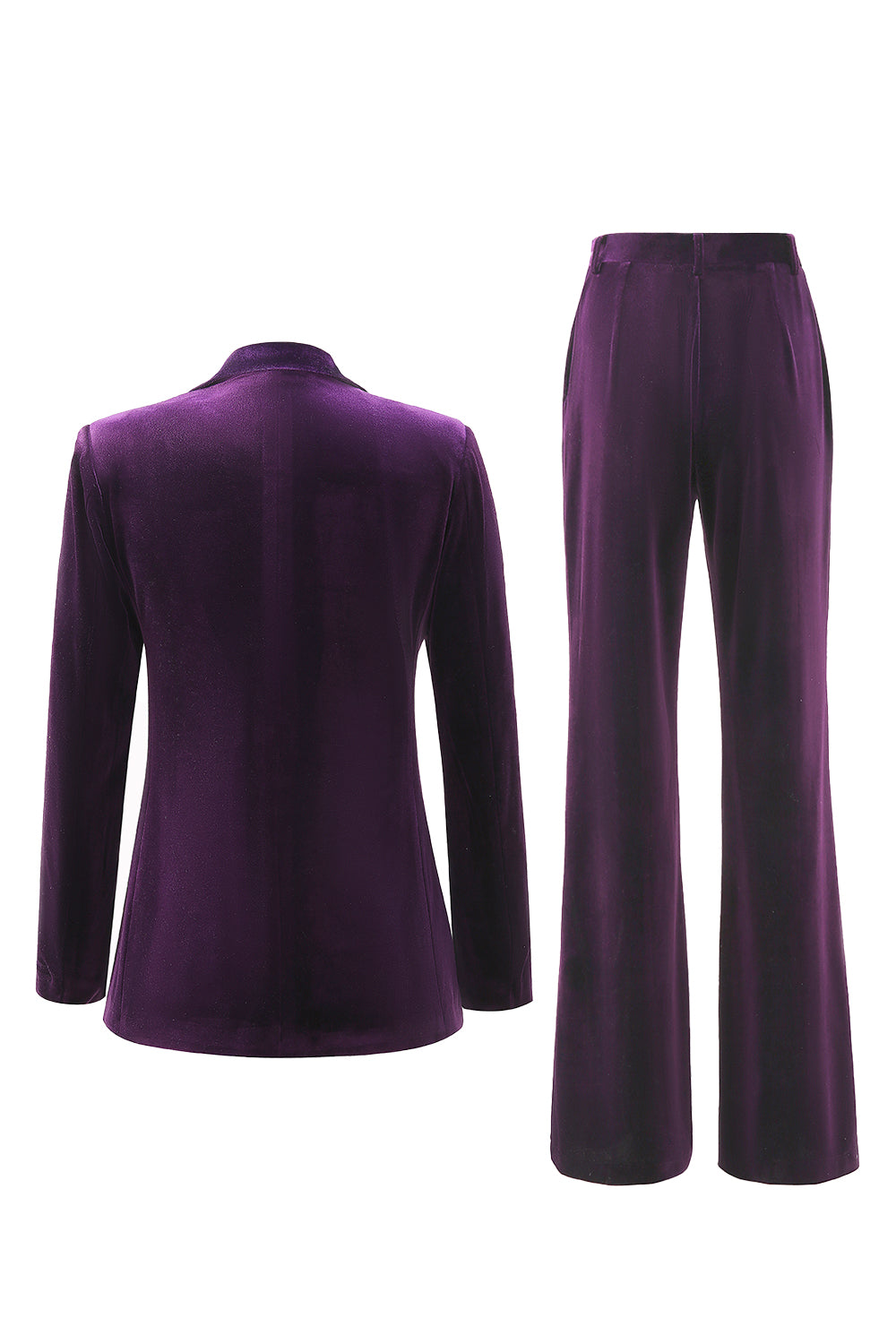 2 Piece Plum Velvet Peak Lapel Single Breasted Women's Suits