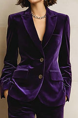 2 Piece Plum Velvet Peak Lapel Choir Suits