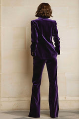 2 Piece Plum Velvet Peak Lapel Choir Suits