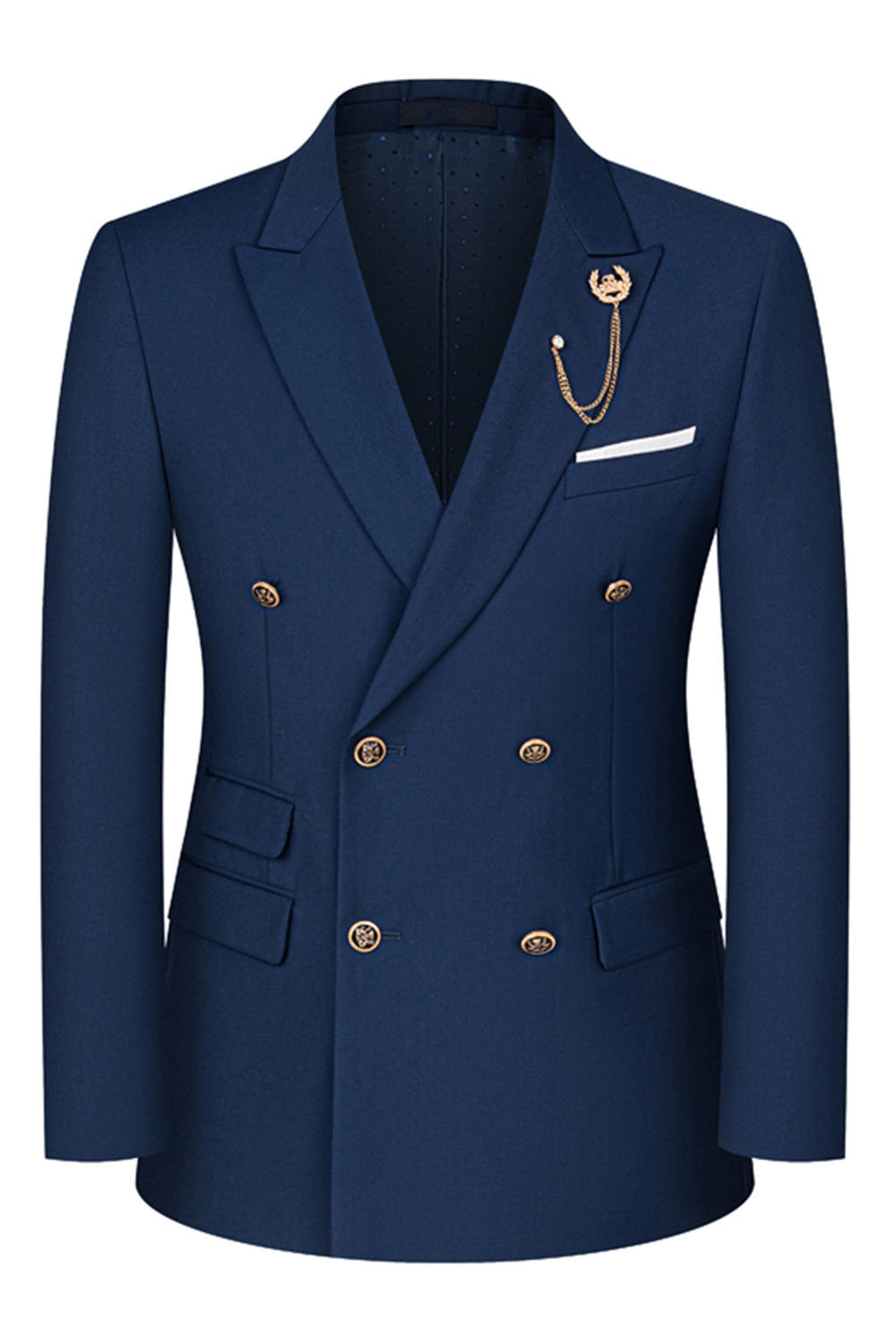 2-piece Black Peaked Lapel Double Breasted Men's Suits
