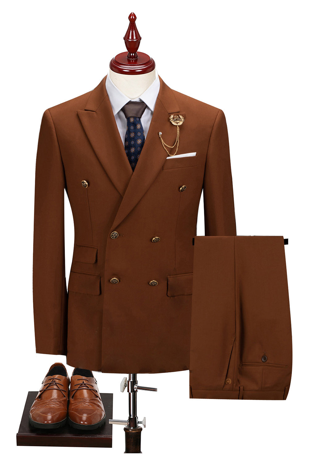 2-piece Black Peaked Lapel Double Breasted Men's Suits