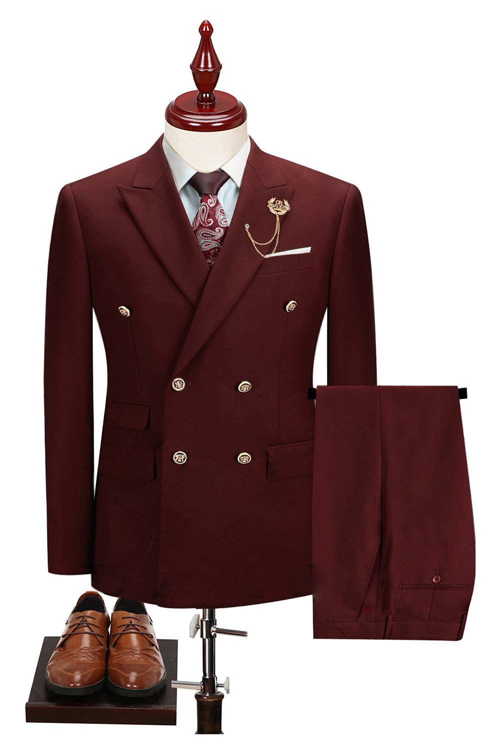 2-piece Black Peaked Lapel Double Breasted Men's Suits