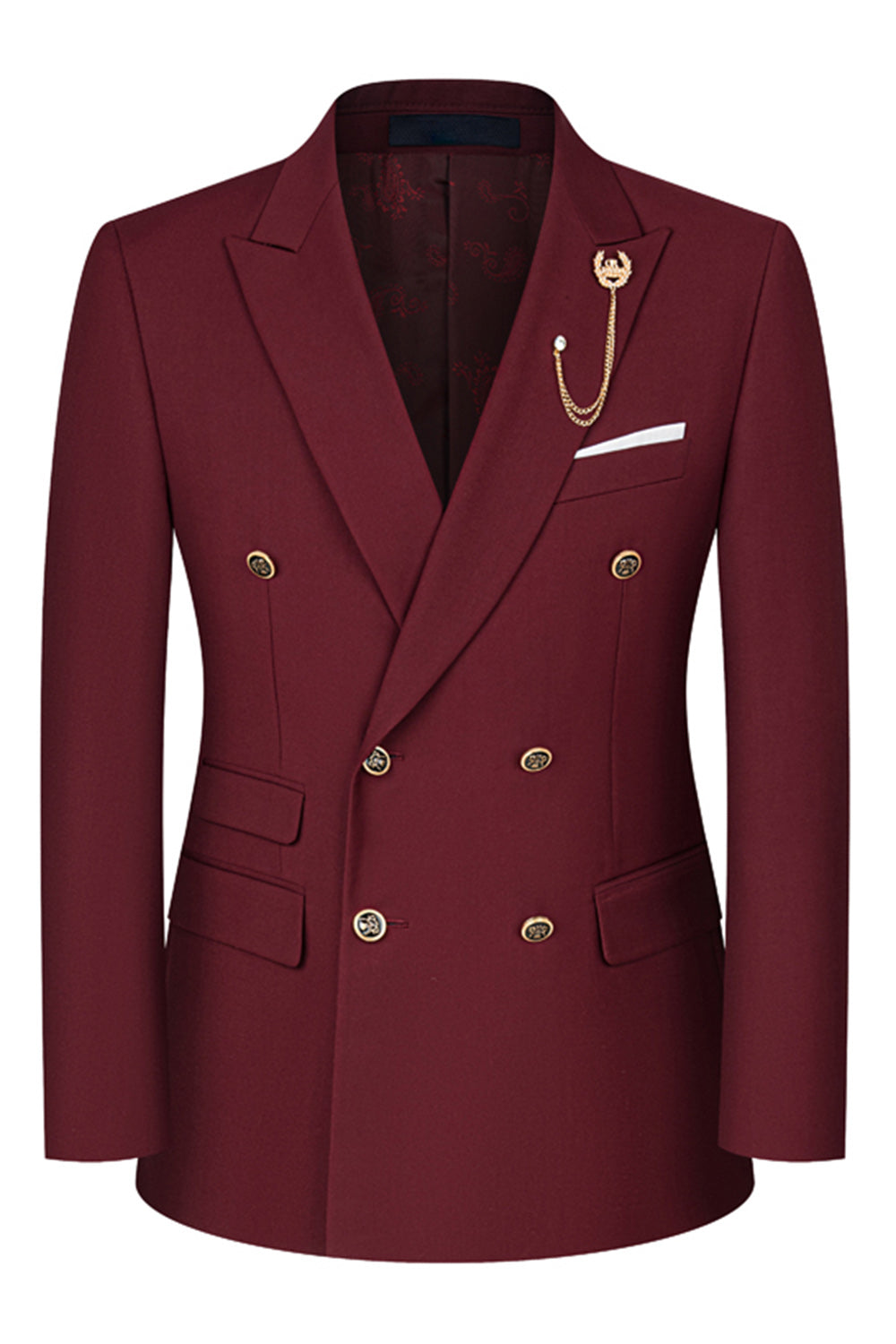 2-piece Black Peaked Lapel Double Breasted Men's Suits