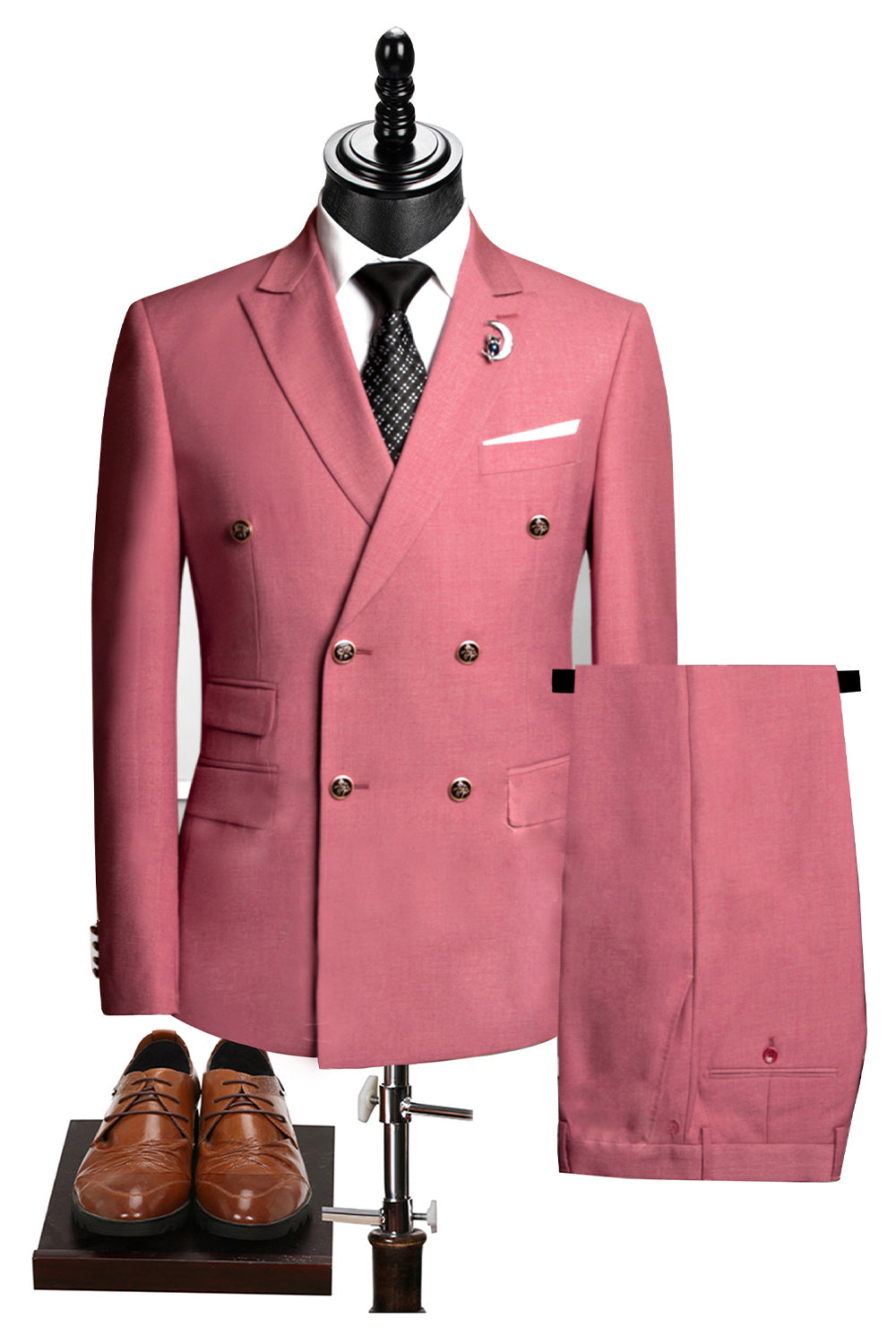 2-piece Black Peaked Lapel Double Breasted Men's Suits