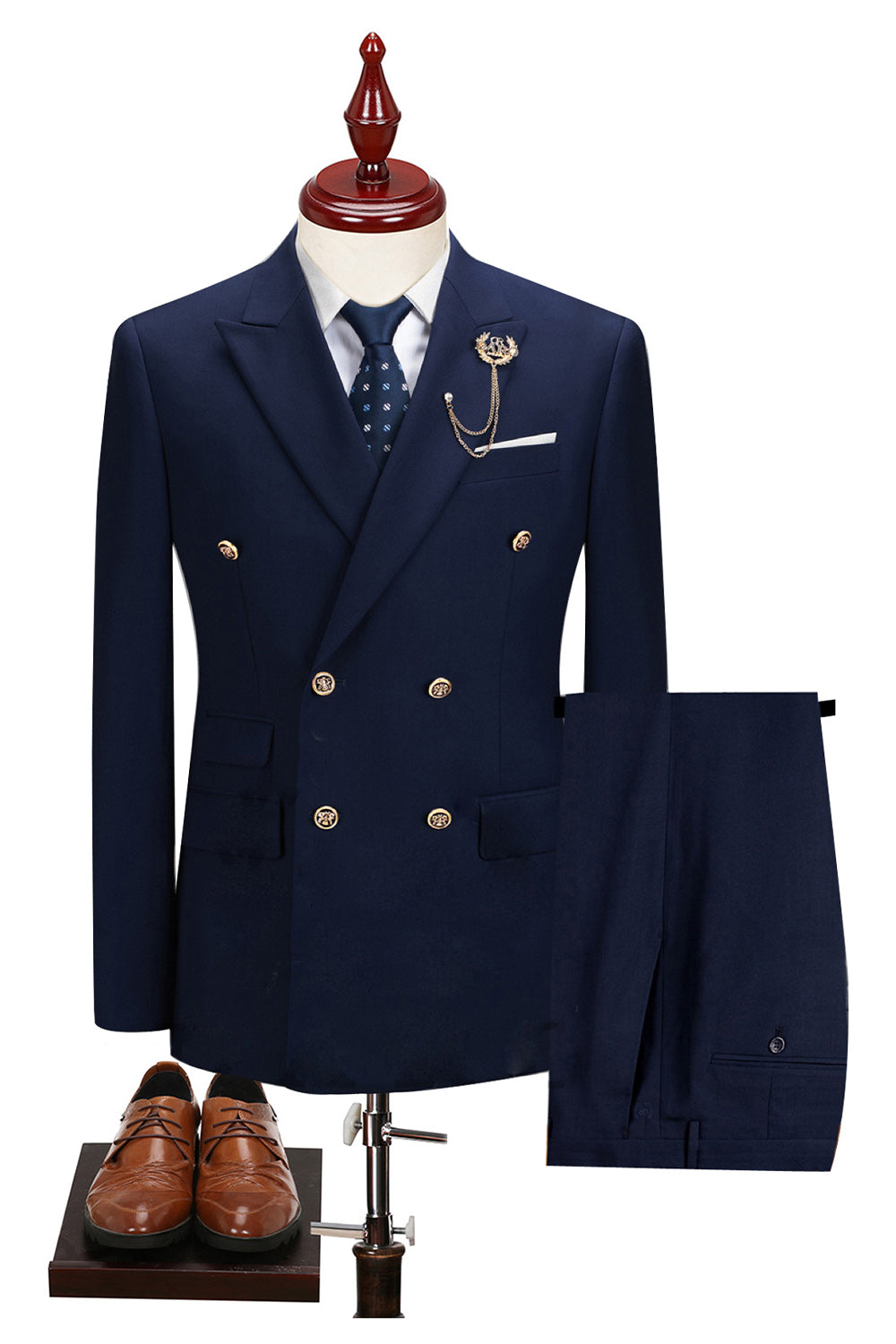 2-piece Black Peaked Lapel Double Breasted Men's Suits