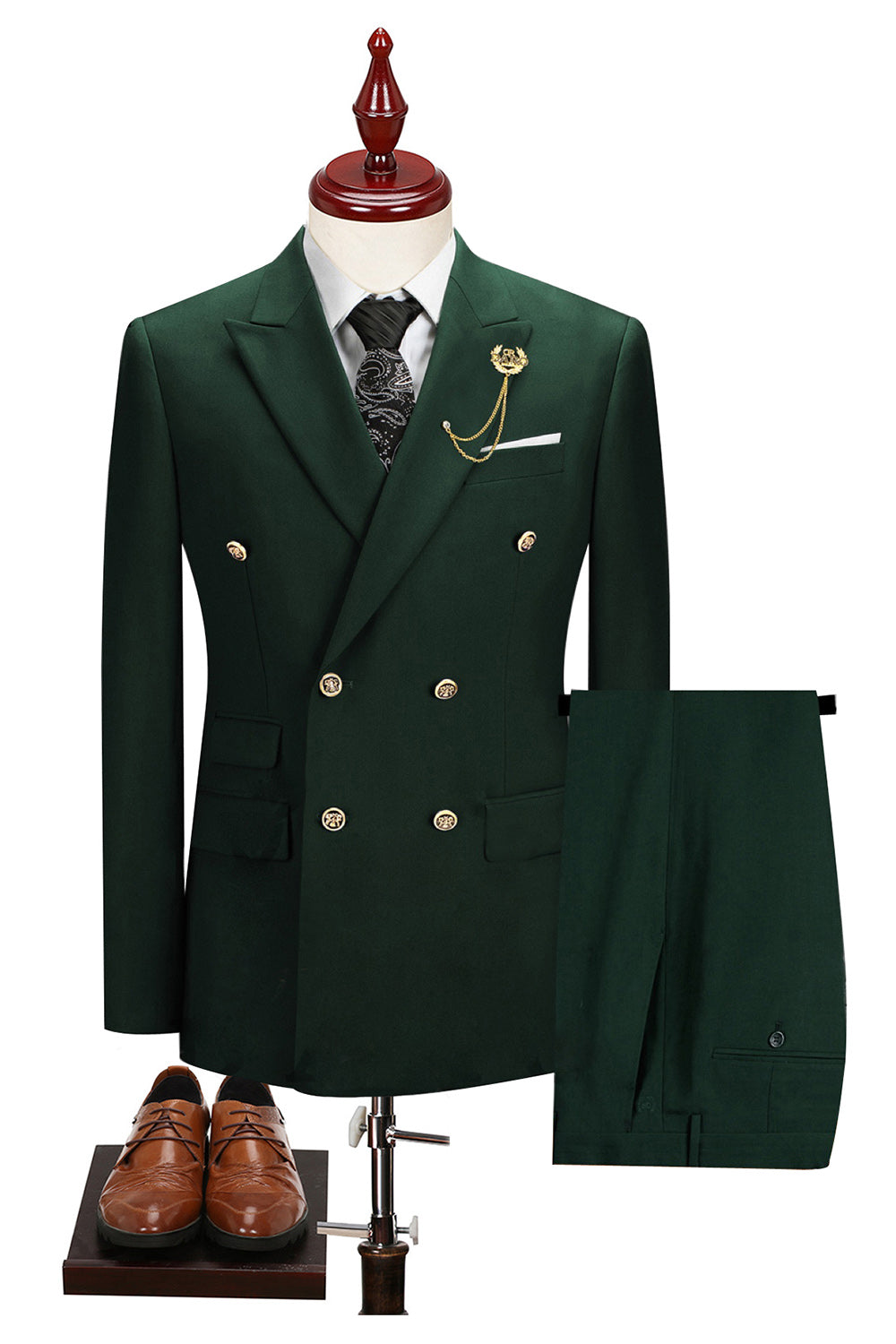 2-piece Black Peaked Lapel Double Breasted Men's Suits