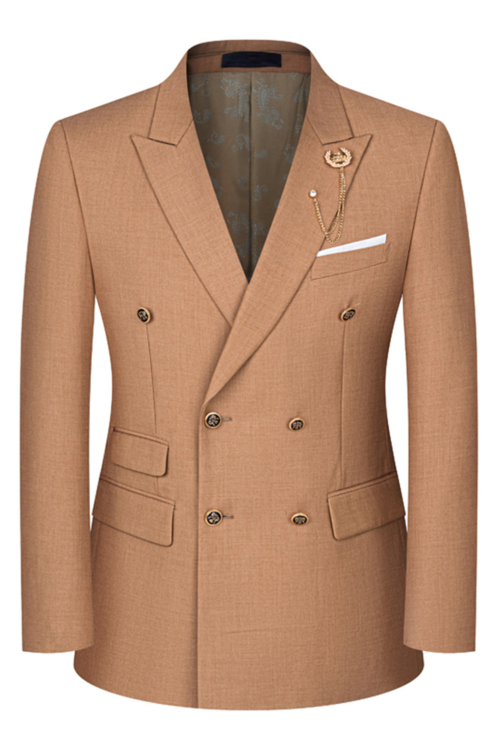 2-piece Black Peaked Lapel Double Breasted Men's Suits