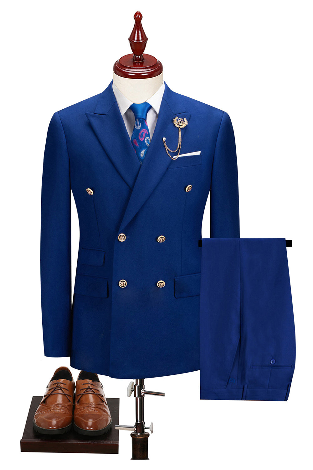 2-piece Black Peaked Lapel Double Breasted Men's Suits