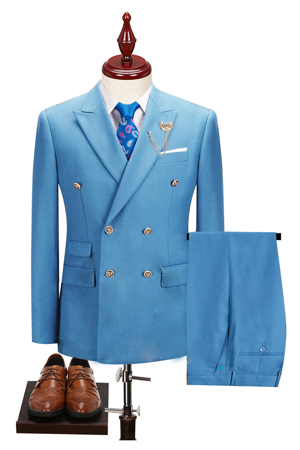 2-piece Black Peaked Lapel Double Breasted Men's Suits