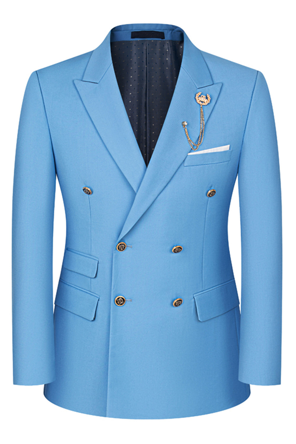 2-piece Black Peaked Lapel Double Breasted Men's Suits