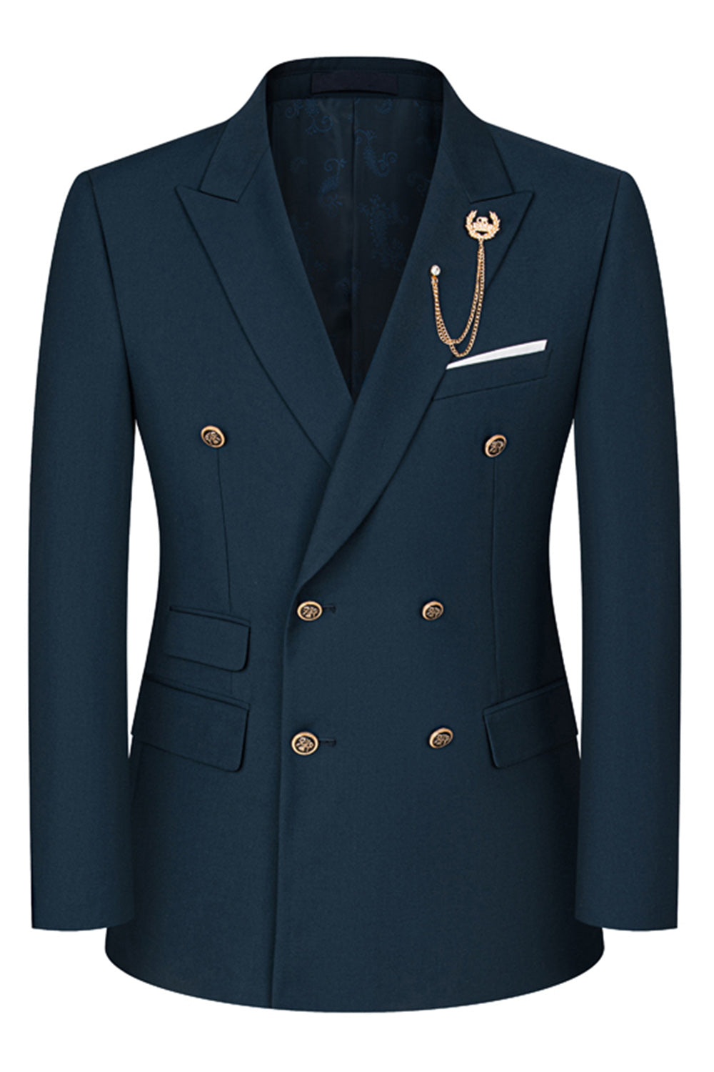 2-piece Black Peaked Lapel Double Breasted Men's Suits