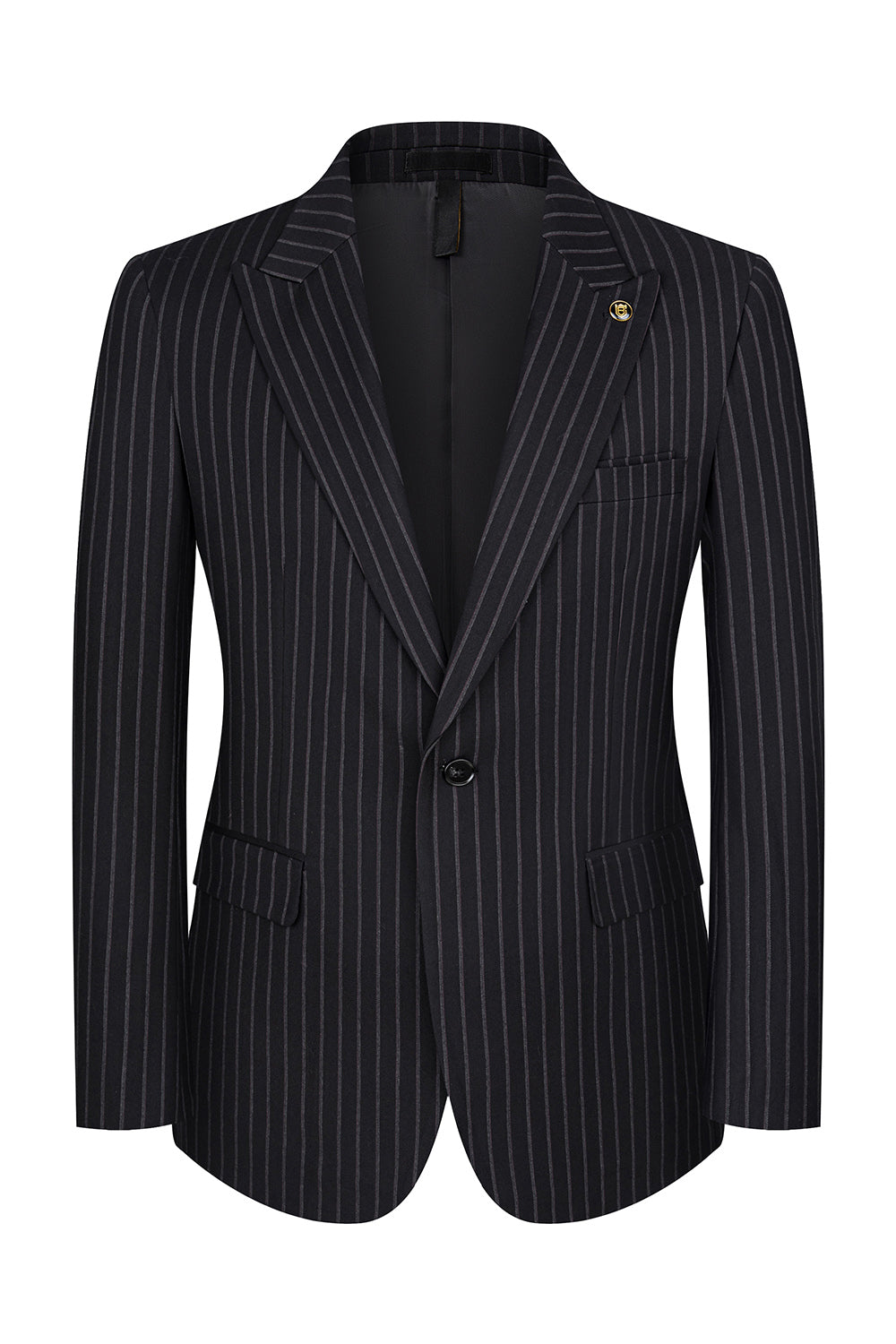 3 Piece Blue One Button Peak Lapel Men's Prom Suits