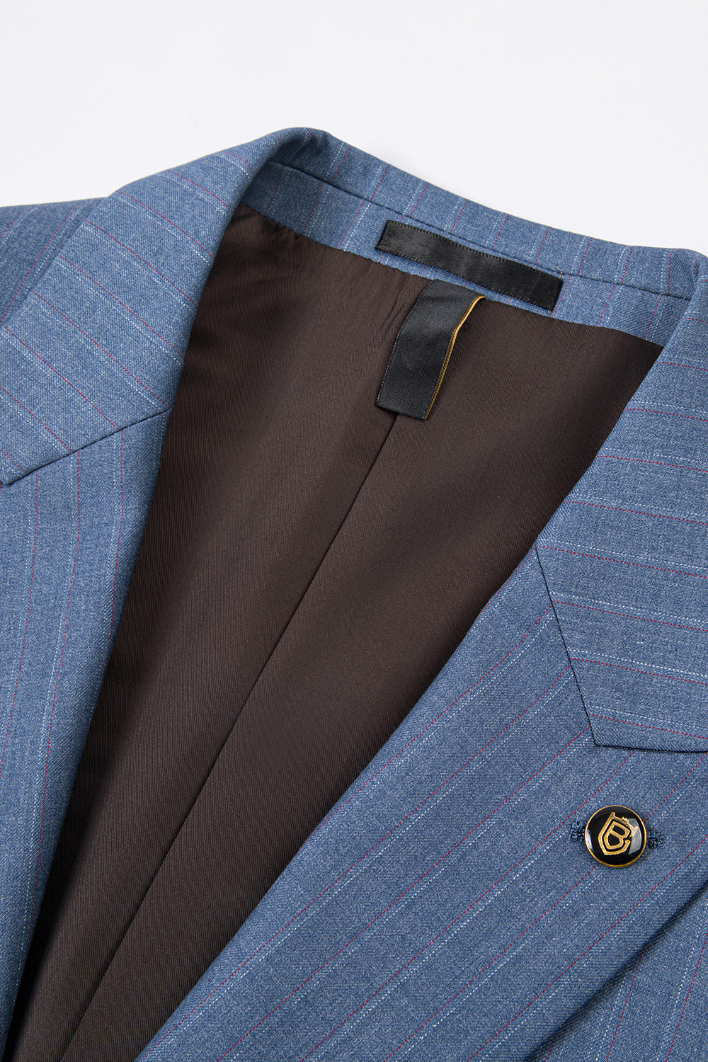 3 Piece Blue One Button Peak Lapel Men's Prom Suits