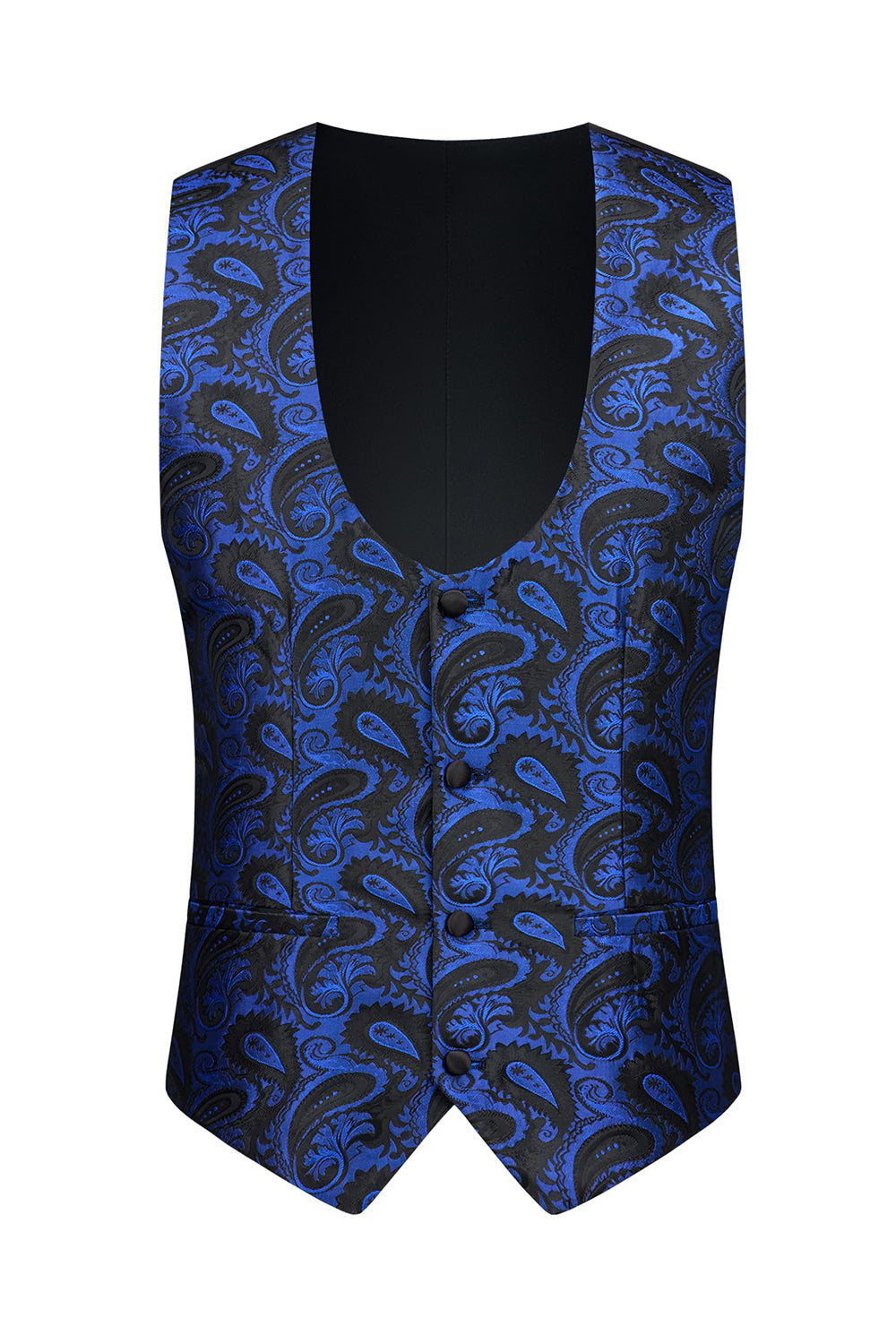 3 Piece Blue One Button Shawl Lapel Jacquard Men's Prom Suits