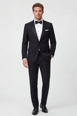 2 Piece Black One Button Peak Lapel Men's Prom Suits