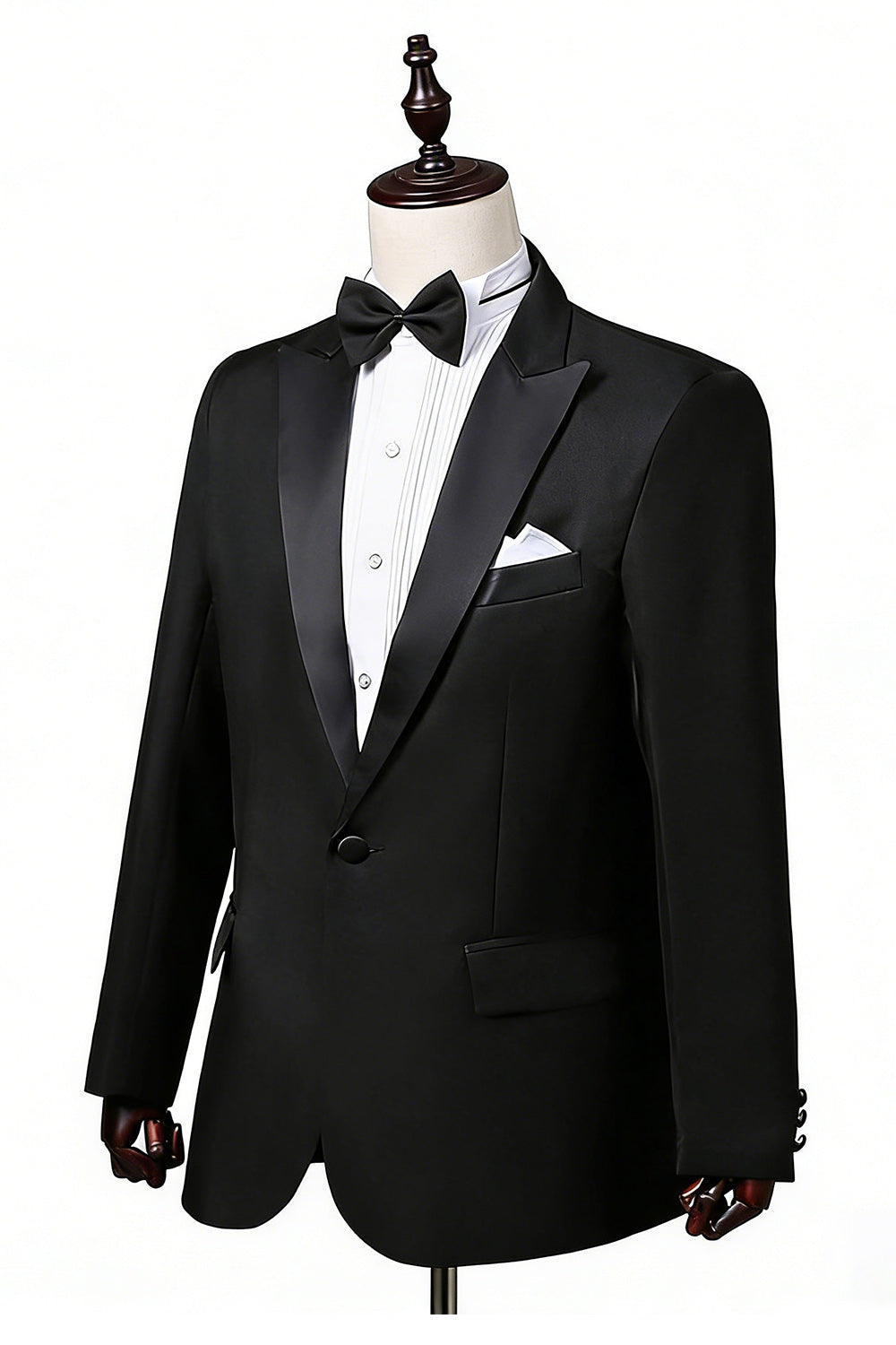 2 Piece Black One Button Peak Lapel Men's Prom Suits