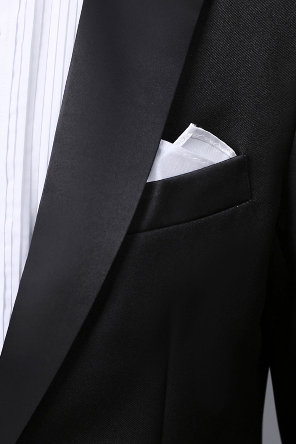 2 Piece Black One Button Peak Lapel Men's Prom Suits