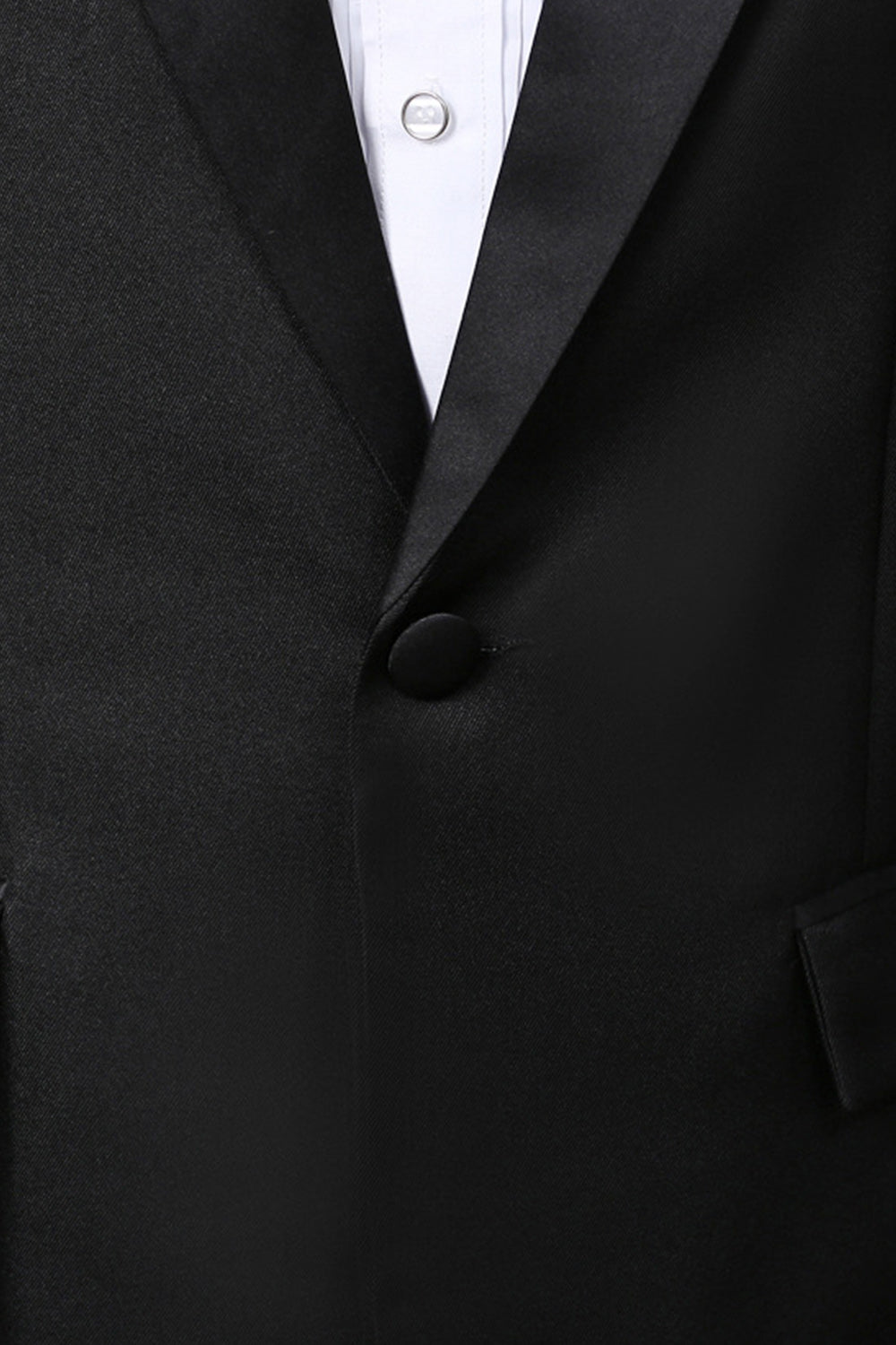 2 Piece Black One Button Peak Lapel Men's Prom Suits