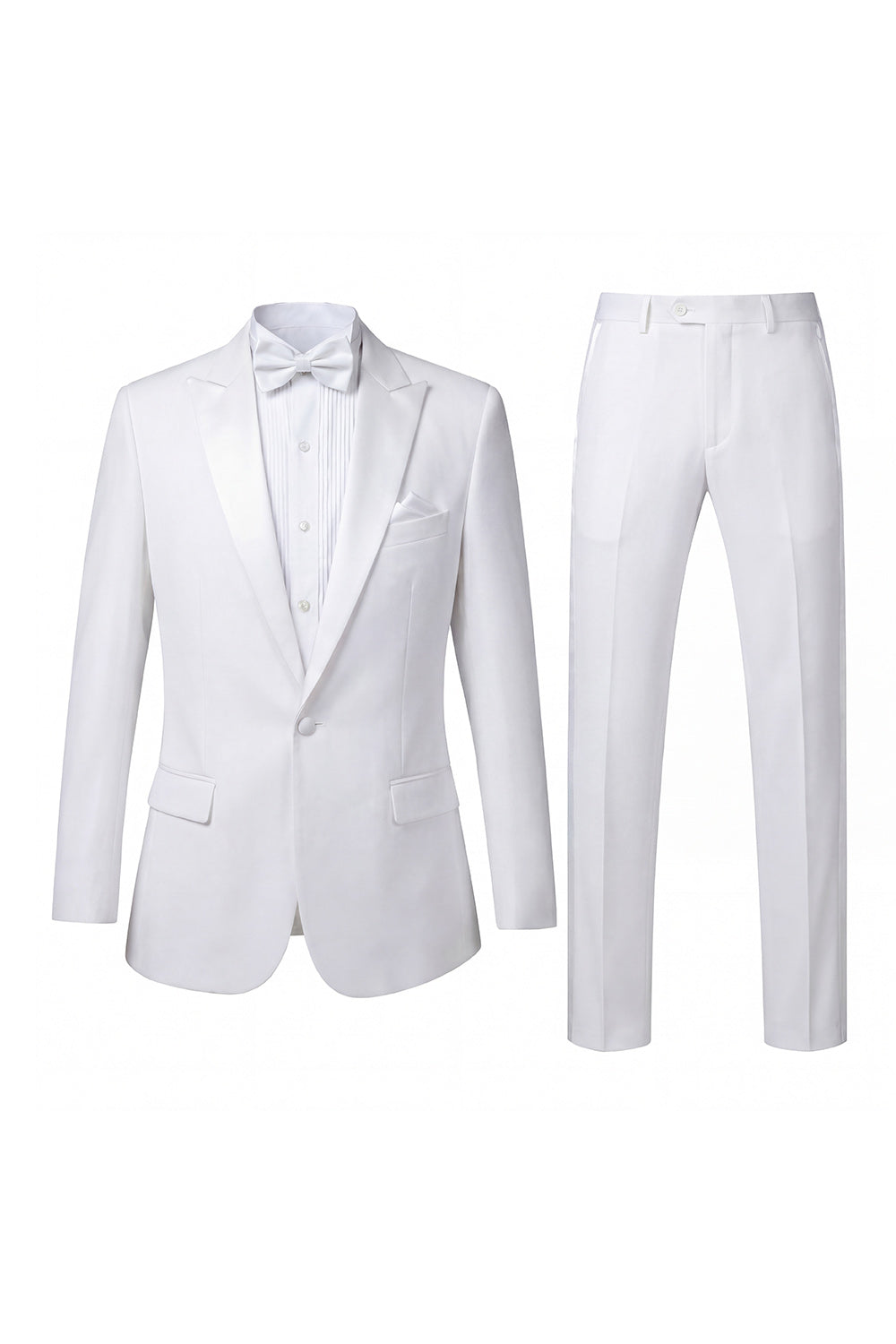 2 Piece Black One Button Peak Lapel Men's Prom Suits